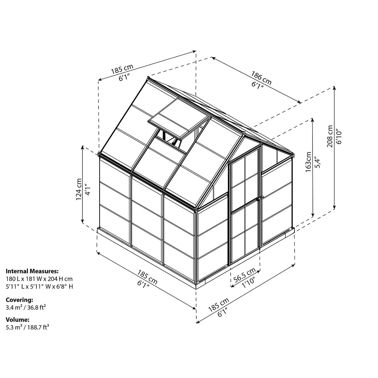 Palram 6 X 6ft Canopia Harmony Greenhouse - Silver 10 Palram 6 X 6ft Canopia Harmony Greenhouse - Silver - Image 8