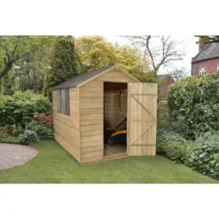 8x6ft Forest Natural Timber Overlap Apex Pressure Treated Wooden Shed -Outdoor Garden 12810904 1374845600371583