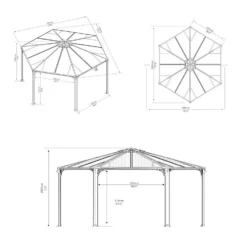 Palram - Canopia Monaco Hexagonal Garden Gazebo Grey -Outdoor Garden 12810973 2024924172811849