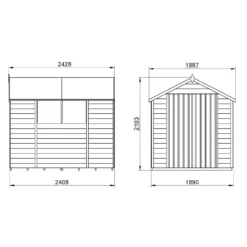 Forest 8 X 6ft Overlap Pressure Treated Apex Shed - Double Door - Incl. Installation -Outdoor Garden 12814912 1114832992408083