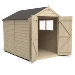Forest 8 X 6ft Overlap Pressure Treated Apex Shed - Double Door - Incl. Installation -Outdoor Garden 12814912 1474832992249521