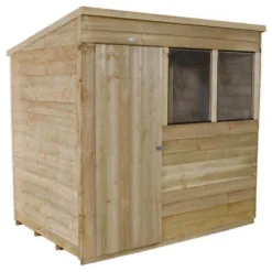7x5ft Forest Wooden Overlap Pressure Treated Pent Shed -incl. Installation -Outdoor Garden 12815049 2144845698064948