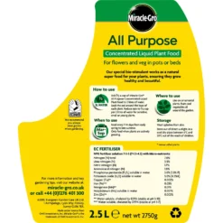 Miracle-Gro All Purpose Concentrated Liquid Plant Food - 2.5L -Outdoor Garden 12815508 1954833196308444