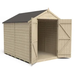 Forest 8 X 6ft Overlap Pressure Treated Apex Shed - Double Door No Windows - Incl. Installation -Outdoor Garden 12833315 1014833201837066