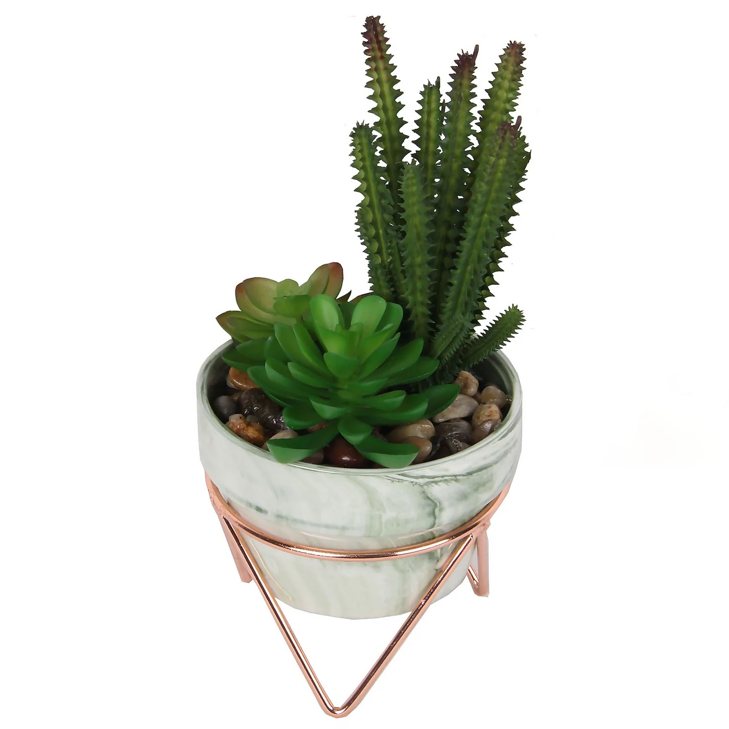 Artificial Succulent In Rose Gold Stand 2 Artificial Succulent In Rose Gold Stand