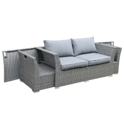Bambrick 6 Seater Grey Rattan Garden Sofa Set -Outdoor Garden 12882317 1094867708057269