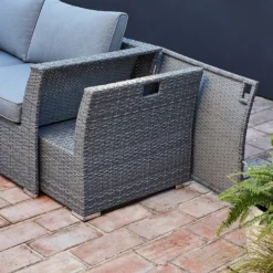 Bambrick 6 Seater Grey Rattan Garden Sofa Set -Outdoor Garden 12882317 1254931176778175
