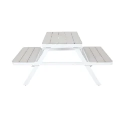 Picnic Bench - White & Grey -Outdoor Garden 12885210 1354846186560357