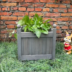 Homebase Medium Wooden Planter Grey -Outdoor Garden 12885225 1205013038254935