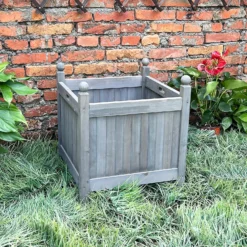 Homebase Large Wooden Planter Grey -Outdoor Garden 12885228 9875013038355126