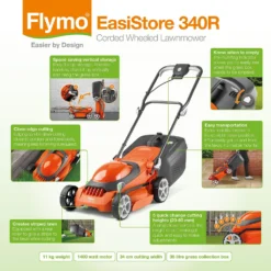 Flymo 1400W EasiStore 340R Electric Lawn Mower - 34cm -Outdoor Garden 12885911 2254846175325273