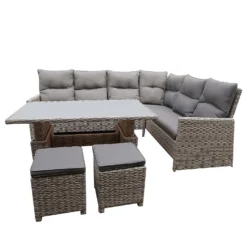 Mortimer Grey Rattan Garden Corner Sofa Set -Outdoor Garden 12887790 1775047776377538