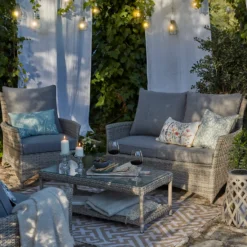 Florence 4 Seater Grey Rattan Garden Sofa Set -Outdoor Garden 12887803 6295061787155885