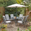 Rowly 6 Seater Garden Dining Set With Parasol -Outdoor Garden 12887808 8875027610824553