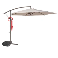 3m Overhanging Parasol - Dark Grey -Outdoor Garden 12888567 1484966185560340