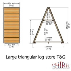 Shire Large Triangular Log Store Tongue And Groove -Outdoor Garden 13082827 1554862456500944