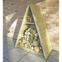 Shire Large Triangular Log Store Tongue And Groove -Outdoor Garden 13082827 7284862456327892