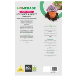 Homebase Peat Free Container & Basket Compost - 50L -Outdoor Garden 13280767 5384935607569516