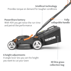 WORX 40V WG779E.1 Cordless Lawn Mower - 34cm 12 WORX 40V WG779E.1 Cordless Lawn Mower - 34cm -Outdoor Garden 13326413 2294944673153362