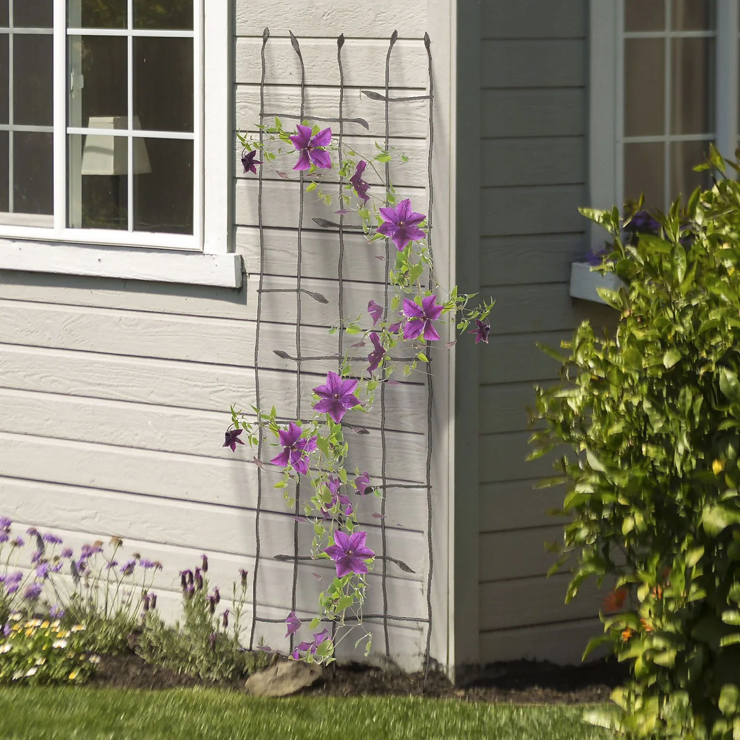 Panacea Forged Twig With Leaves Garden Trellis - Black - 184 X 59cm 4 Panacea Forged Twig With Leaves Garden Trellis - Black - 184 X 59cm - Image 2