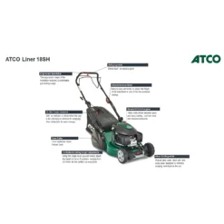 Atco 145cc Liner 18SH Petrol Lawn Mower - 46cm -Outdoor Garden 13486585 1594932690022221