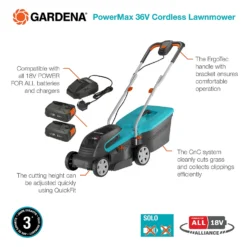 GARDENA 36V PowerMax Cordless Lawn Mower - 32cm -Outdoor Garden 13524825 7474936345068522