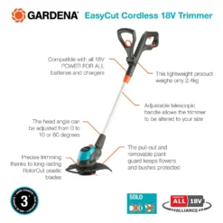 GARDENA EasyCut Cordless 18V Grass Trimmer 12 GARDENA EasyCut Cordless 18V Grass Trimmer -Outdoor Garden 13524830 8114936346365854