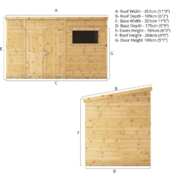 Mercia 12ft X 6ft Premium Shiplap Pent Shed -Outdoor Garden 13555860 5964949337558198