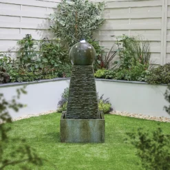 Stylish Fountain Obelisk Falls Water Feature With LEDs -Outdoor Garden 13846044 1594962027941964