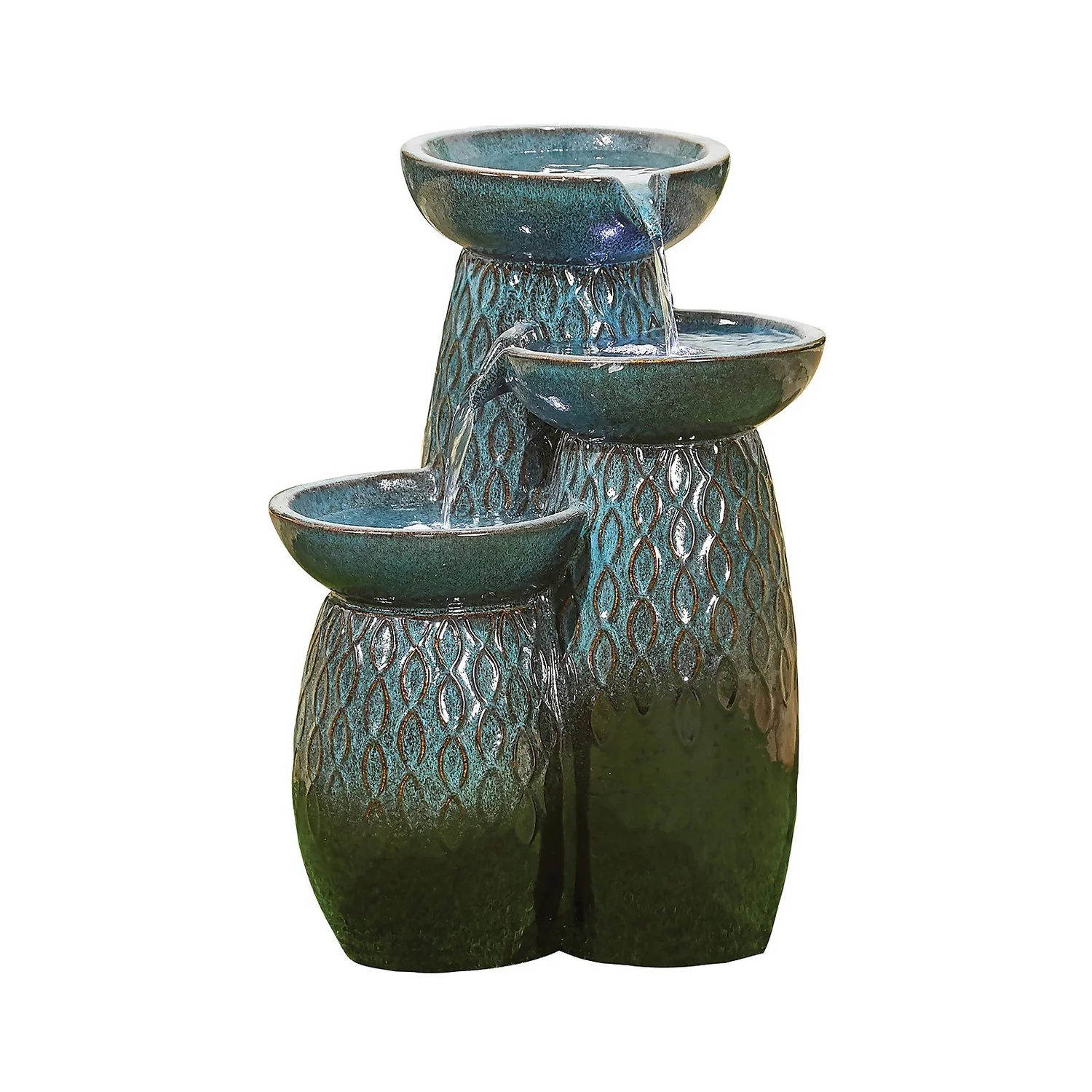 Stylish Fountain Glazed Trio Water Feature With LEDs 3 Stylish Fountain Glazed Trio Water Feature With LEDs
