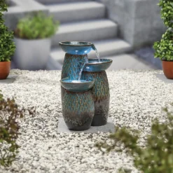 Stylish Fountain Glazed Trio Water Feature With LEDs 8 Stylish Fountain Glazed Trio Water Feature With LEDs -Outdoor Garden 13846047 7854962028373355