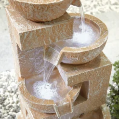 Stylish Fountain Sparkling Bowls Water Feature With LEDs -Outdoor Garden 13846048 6124971880433253