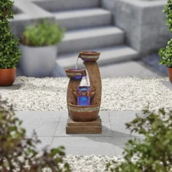 Stylish Fountain Azure Columns Water Feature With LEDs -Outdoor Garden 13846050 8454962027721560