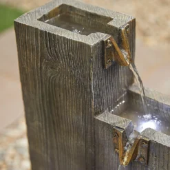 Stylish Fountain Coastal Sleepers Water Feature With LEDs -Outdoor Garden 13846058 6494962027548508