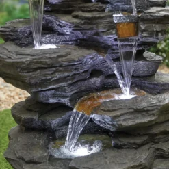 Stylish Fountain Hinoki Springs Water Feature With LEDs -Outdoor Garden 13846067 1164962027829983