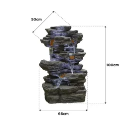 Stylish Fountain Hinoki Springs Water Feature With LEDs -Outdoor Garden 13846067 1224962027971052