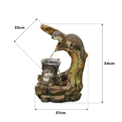Stylish Fountain Otters Element Water Feature With LEDs -Outdoor Garden 13846070 1334978880968539
