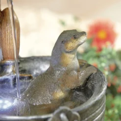 Stylish Fountain Playful Otters Water Feature With LEDs -Outdoor Garden 13846072 1744962027851034