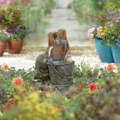 Stylish Fountain Playful Otters Water Feature With LEDs -Outdoor Garden 13846072 1994962027889299