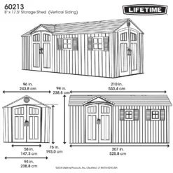 Lifetime 17.5 X 8ft Dual Entry Outdoor Storage Shed - Installation Included -Outdoor Garden 13911315 9014978028237736