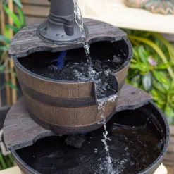Stylish Fountain Whiskey Barrels Garden Water Feature -Outdoor Garden 13944159 2555005845016341