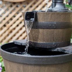 Stylish Fountain Whiskey Barrels Garden Water Feature -Outdoor Garden 13944159 4575005844861163