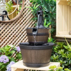 Stylish Fountain Whiskey Barrels Garden Water Feature -Outdoor Garden 13944159 7015005844786958