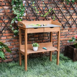 Garden Potting Bench With Two Drawers & Shelf 11 Garden Potting Bench With Two Drawers & Shelf -Outdoor Garden 13967031 1225014369218912