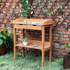 Garden Potting Bench With Two Drawers & Shelf 9 Garden Potting Bench With Two Drawers & Shelf -Outdoor Garden 13967031 1445014369082556