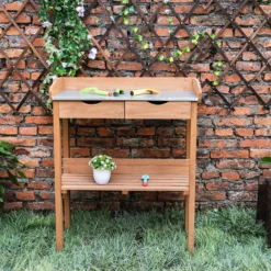 Garden Potting Bench With Two Drawers & Shelf 10 Garden Potting Bench With Two Drawers & Shelf -Outdoor Garden 13967031 1985014369148838