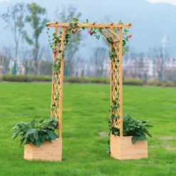 Homebase Wooden Garden Arched Trellis With Planters -Outdoor Garden 13967032 8695014369188411