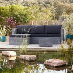 Alexandria Rattan Effect Garden Corner Sofa Set - Ash Grey -Outdoor Garden 13971225 1355022704388195