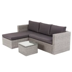 Alexandria Rattan Effect Garden Corner Sofa Set - Ash Grey -Outdoor Garden 13971225 1865022704451561