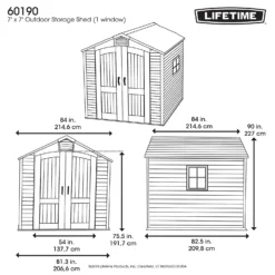 Lifetime 7x7ft Outdoor Storage Shed - Beige -Outdoor Garden 13997407 1584999834797558